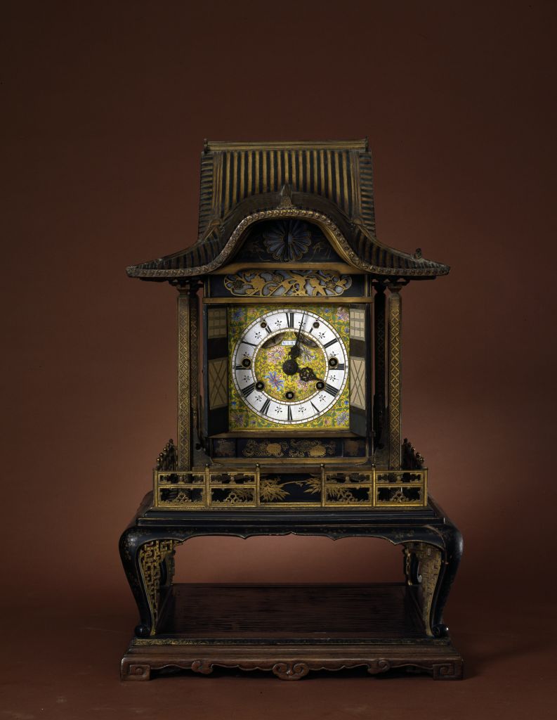 黑漆描金花木楼更钟